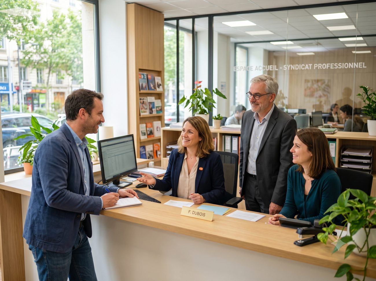 Equipe d'accueil du syndicat a la permanence